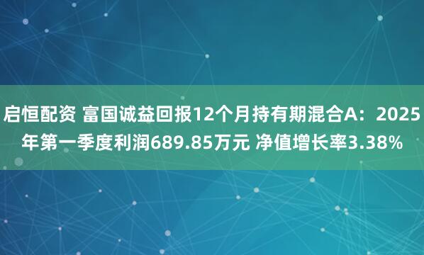 启恒配资 富国诚益回报12个月持有期混合A：2025年第一季度利润689.85万元 净值增长率3.38%