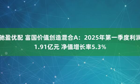 驰盈优配 富国价值创造混合A：2025年第一季度利润1.91亿元 净值增长率5.3%
