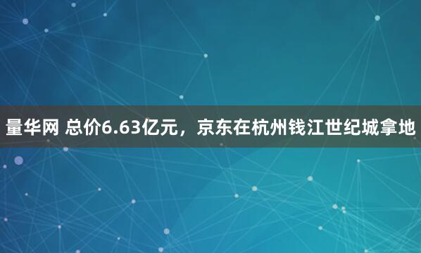 量华网 总价6.63亿元，京东在杭州钱江世纪城拿地